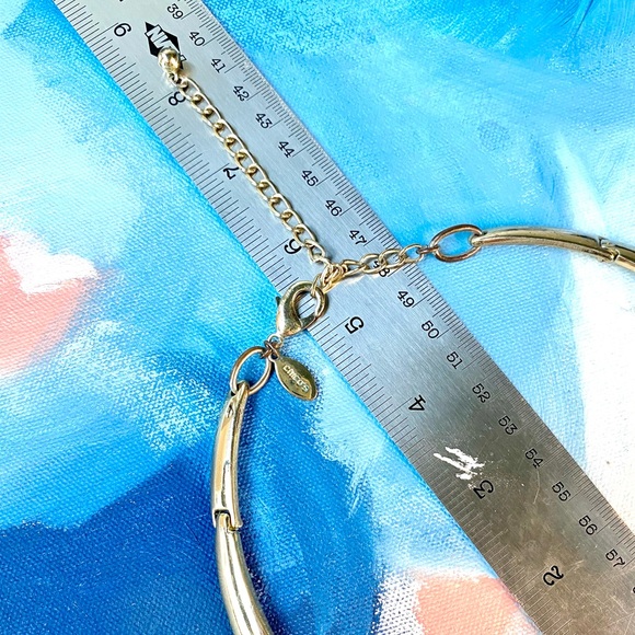 Chico’s Boho Statement Collar Necklace Blue Stone Tassel Pendant - Picture 5 of 6